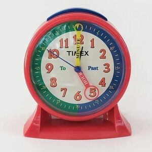 1990s Vintage TIMEX Colorful Red Plastic Alarm Clock w/ Light